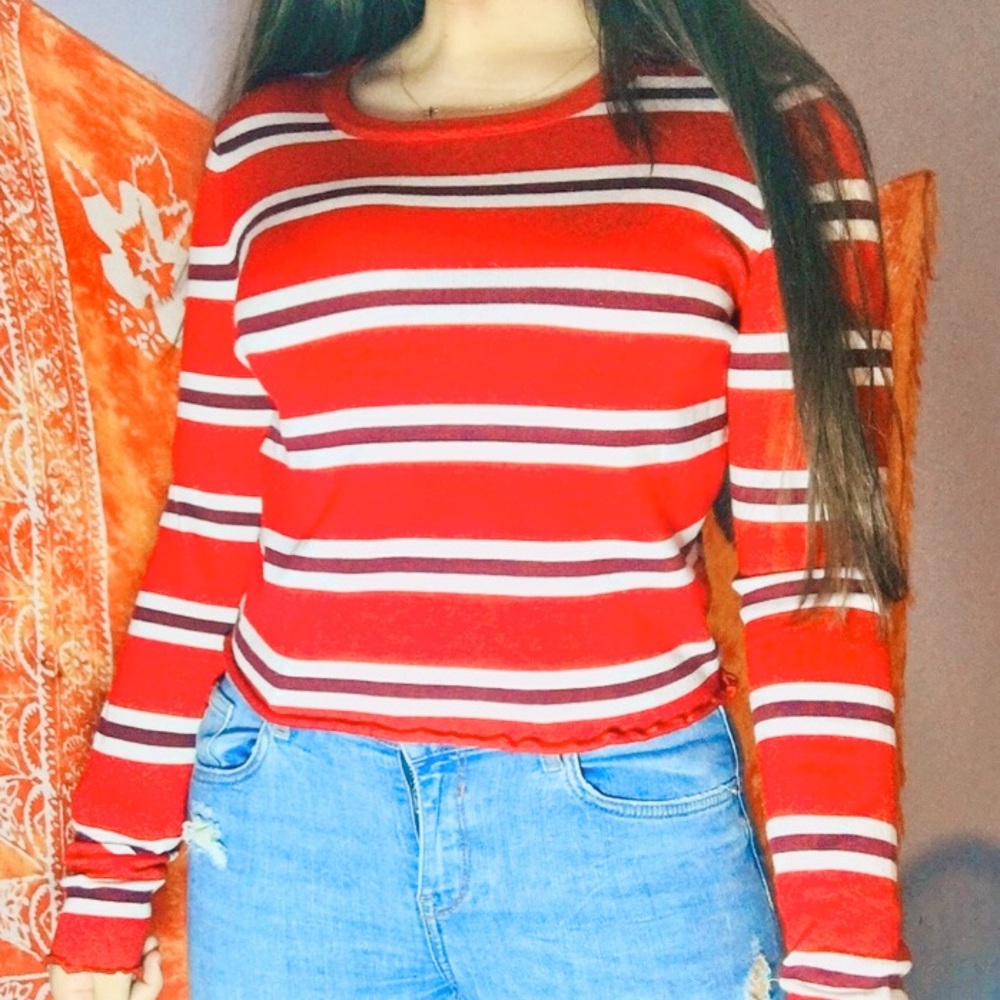 RED STRIPED LONG SLEEVE